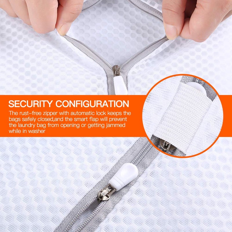 Kimmama Laundry Mesh Wash Bags, Lingerie Bags for Washing Delicates, Mesh Laundry Bags for Washing Machine, White Net, Grey Zipper, 1L & 1M - Image 3